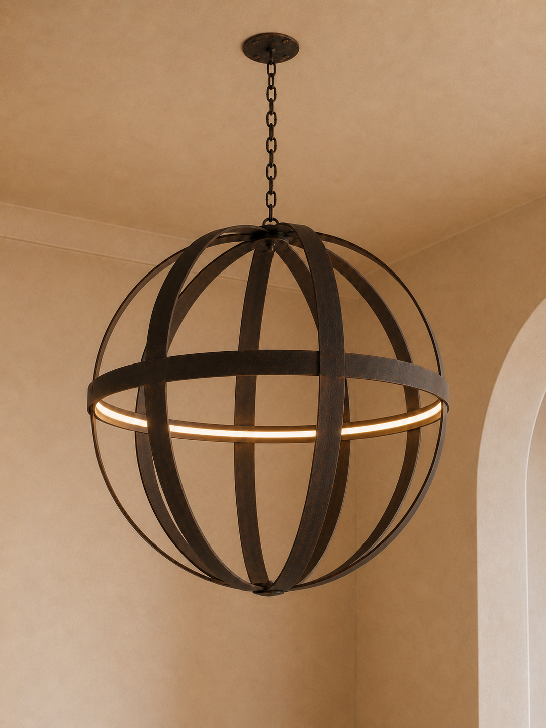 bola led 60cm rovell Làmpada esfera de ferro amb LED COB