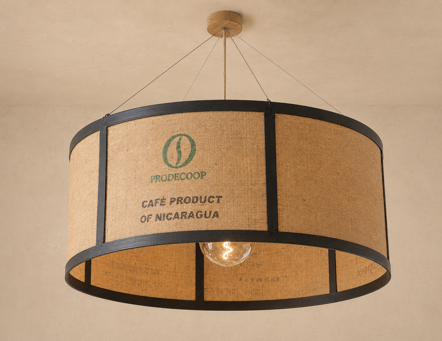 Ø100 x 40 Làmpada de sostre ferro-saca cafè