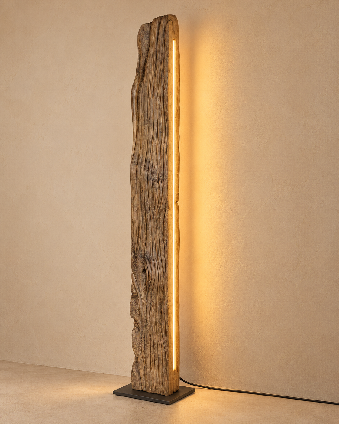 Làmpada de roure antic 112 cm amb LED integrat